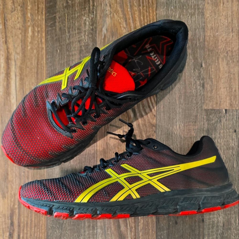 Asics Men's 11.5 JB Elite TR Black Olympic Gold Red Ankle-High Wrestling Shoe